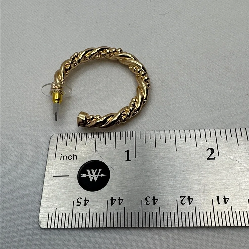Gold Tone Twisted Hoop Earrings Textured Chunky Statement Hoops Modern
